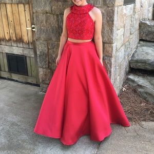 Alyce Paris Red Two Piece Prom Dress